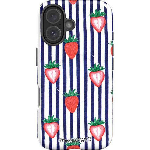 Bouffants and Broken Hearts Strawberries and Stripes iPhone 16 Magsafe Impact Case